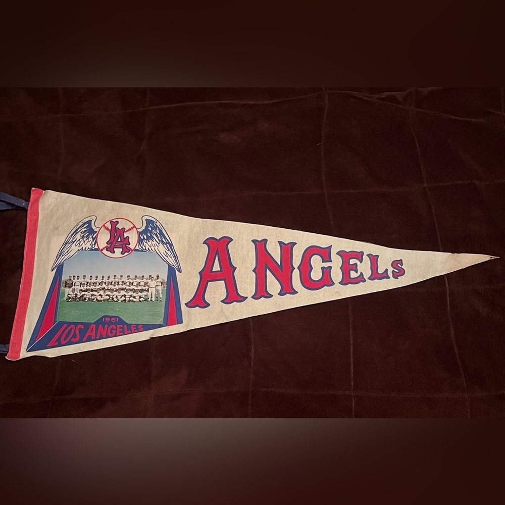 Vintage 1961 Los Angeles photo felt pennant